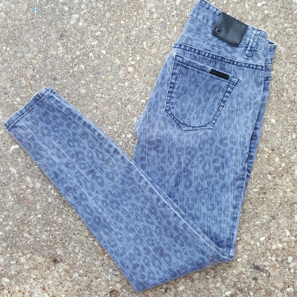 Armani Exchange Blue Animal Print Skinny Jeans 2